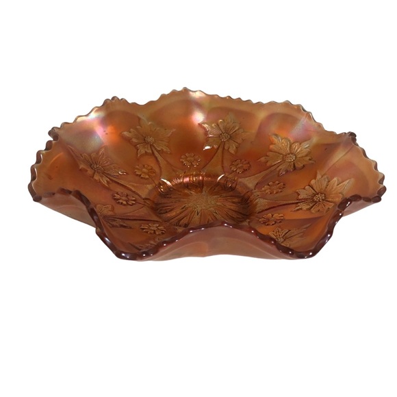 Vintage Fenton marigold flowers 1920’s carnival glass bowl 9 inches - Picture 1 of 3